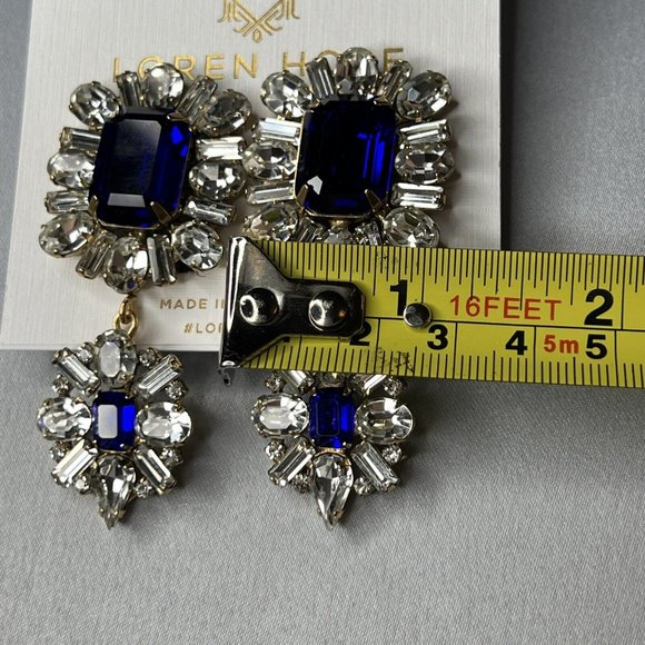 Loren Hope SAPPHIRE Grand Dame Earrings 18K Gold Finish - Picture 7 of 9